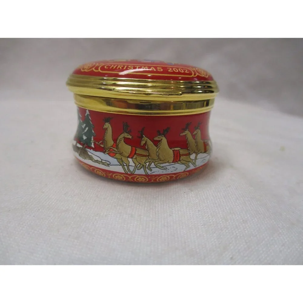 Enamel Box, Halcyon Days, Christmas 2002, Snuff Pill‎ Jewelry Trinket England